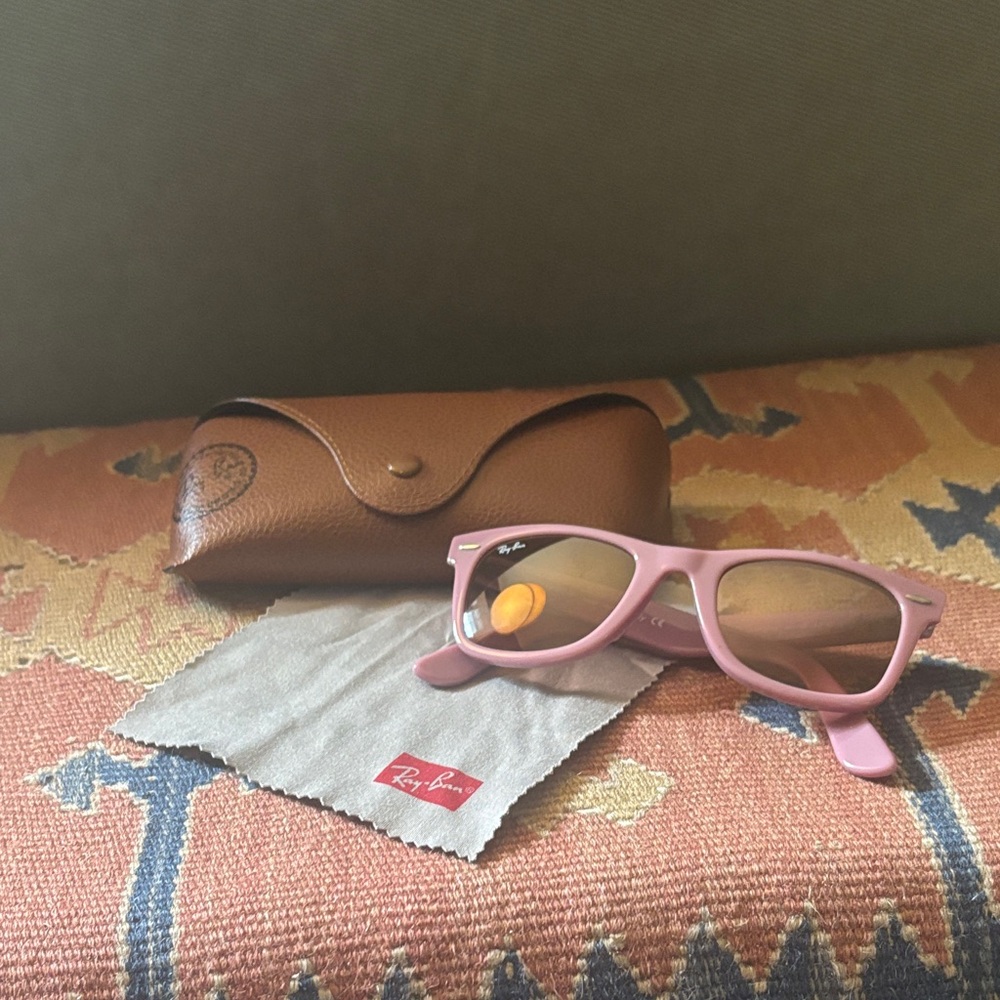 Ray-Ban Pink Wayfarer Sunglasses with Brown Case